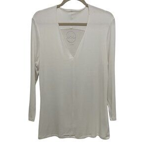 INC Tunic Top‎ Womens L White V-Neck Classic